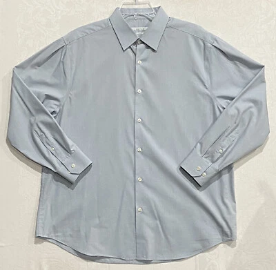 Perry Ellis Portfolio Mini Houndstooth Button Up Blue Gray Men L 32/33 Neck 17 - Image 1 of 4