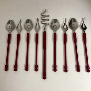 Vtg Twistello Spaghetti Cutlery Utensils 9 Piece = 4 Forks, 4 Spoons & 1 Serving - Picture 1 of 3
