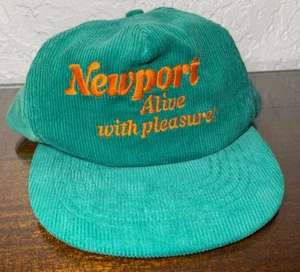 Vintage Newport Cigarettes Kelly Green Cord Snapback Hat 90s Rare - Bild 1 von 13