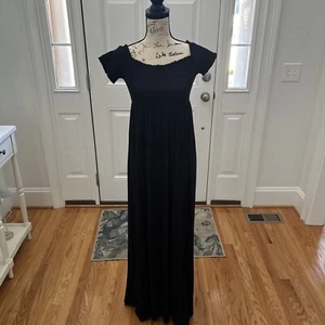 Ingrid & ISabel Women's Dress Maxi Short Sleeve Smocked Black Size S Maternity - Picture 1 of 5