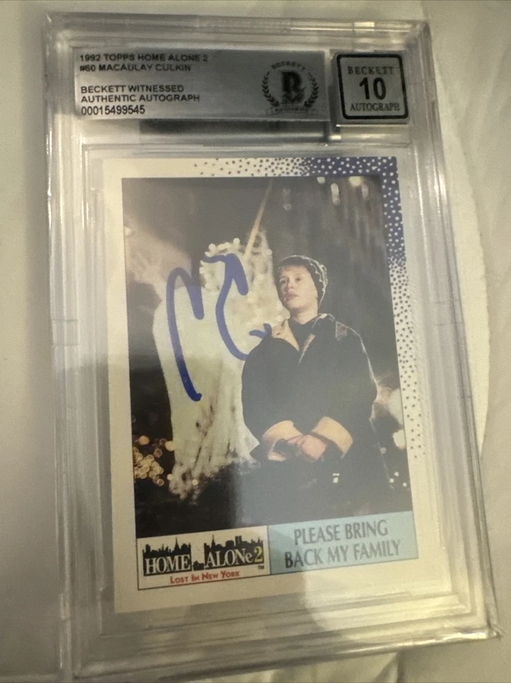 1992 Topps Home Alone 2 #60 Macaulay Culkin BGS BAS 10 AUTO - Image 1 of 2