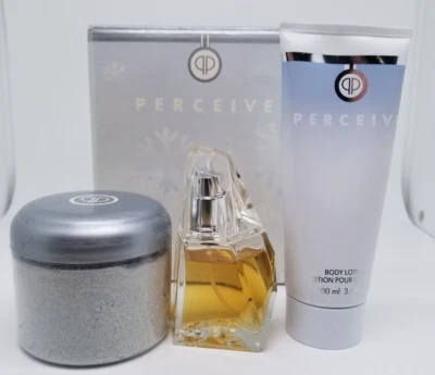 Avon Perceive Women's Gift Set Eau De Parfum Spray 1 Body Lotion Bath Salts Lot - Image 1 of 4