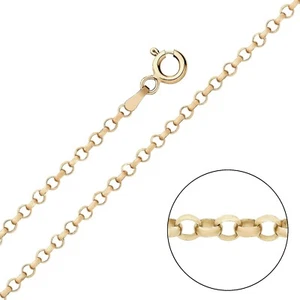 9ct Yellow Gold on Silver Belcher Chain Necklace 1.8mm 16 18 20 22 24 26 30 inch - Picture 1 of 6