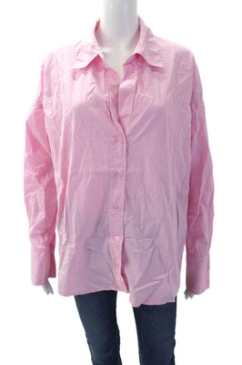Camisa Monrow Mujer Algodón Cuello Manga Larga Abotonada Rosa Talla M Foto 1 de 4