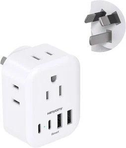 Australia Plug Travel Adapter with USB and USB C Charging Ports - Picture 1 of 4