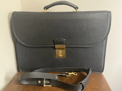 Vintage 1986 COACH Diplomat Attache Black Leather Briefcase Messenger Bag MINT - Image 1 of 4