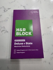 H&R Block Tax Software Deluxe + State 2024 - 1 State Included (Boxed Key Card) - Picture 1 of 4