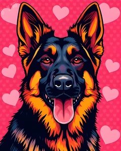 German Shepherd Valentines Day Love Pop Art 8X10 Print - Picture 1 of 1