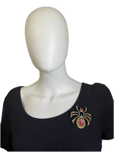 Spider Tarantula Brooch Multicolor Stone Large Retro Style Goth Statement Pin - Picture 1 of 8