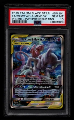 Pokemon Mewtwo & Mew GX #SM191 Promo Tag Team PSA 10 - Image 1 of 2