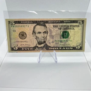 Quad 5's $5 Dollar Bill Series 2017A (55559317) Fancy S/N * US Paper Currency - Picture 1 of 2