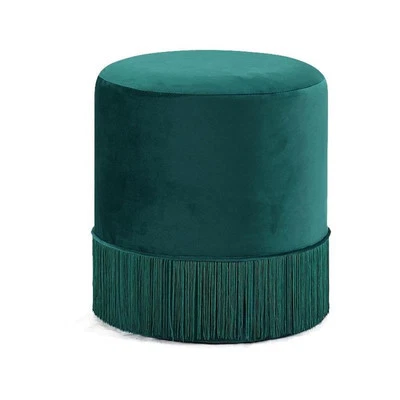 Meridian Furniture Teddy Contemporary Velvet Ottoman/Stool in Green - Image 1 of 4