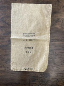 Bolsa de monedas de lona de 50 dólares vintage de centavos de Estados Unidos como nueva  - Imagen 1 de 3