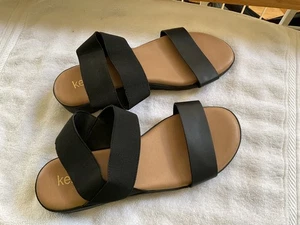 KENSIE EVERLEE Womens Stretch Sandals  Black  Ankle Strap Size 9 NEW - Picture 1 of 9