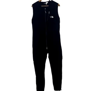 Vintage The North Face Jumpsuit Women M Fleece Bodysuit Jumper Full Zipper Black - Picture 1 of 10