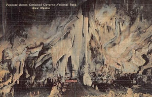 Postal casi nueva: Papoose Room, Carlsbad Caverns NP, Nuevo México, lino años 40 - Imagen 1 de 2