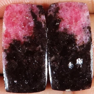 37.00 CT Natural Pink RHODONITE Pair Cushion Shape 12x25x3 mm Gemstones kl_125 - Picture 1 of 6