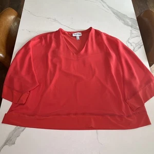 Joseph Ribkoff Coral Pink Flowy Top Blouse 3/4 Sleeve V Neck Womens Size 10 EUC - Picture 1 of 11