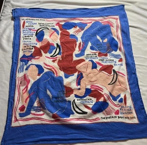 Baumwollschal Sézane blau künstlerischer Druck quadratisch 100% Baumwolle  - Bild 1 von 4