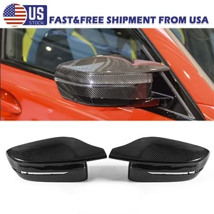 FOR 18~22 BMW G15 G20 G22 REAL CARBON FIBER Horn MIRROR CAP COVER REPLACEMENT US - Picture 1 of 18