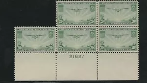 USA 1937 MNH PLATE BLOCK OF 4 + 1 CHINA CLIPPER OVER THE PACIFIC - Picture 1 of 1