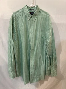 NWT Chaps Mens Striped Green Button Down Long Sleeve Shirt XL - Picture 1 of 10