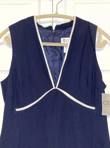 NWT Vintage CDC Caren Desiree Rampage Dress Women’s Size 8 Navy White Timeless - Picture 1 of 8