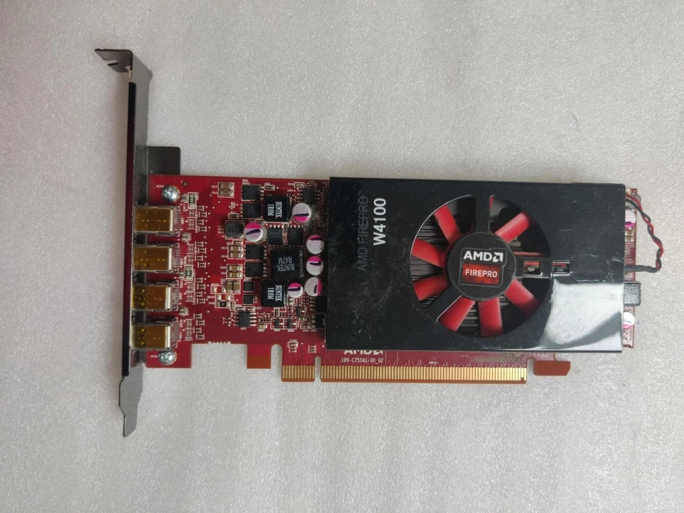 AMD FirePro W4100 2GB X4 Monitors Mini DisplayPort X4 VGA Windows 10 Video Card - Image 1 of 4
