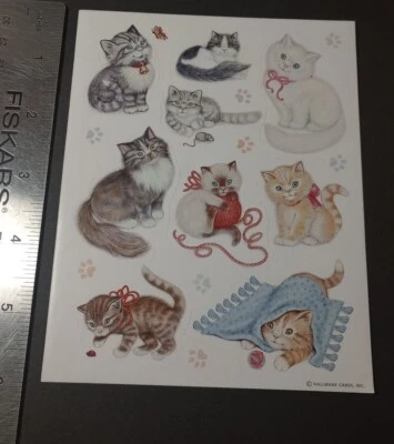 Vintage Stickers Hallmark Cats Kittens Sticker Sheet VTG 90s - Image 1 of 4