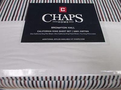 Juego de sábanas Chaps Brompton Hall 4 piezas algodón 18" bolsillo profundo a rayas - Cal King  Foto 1 de 4