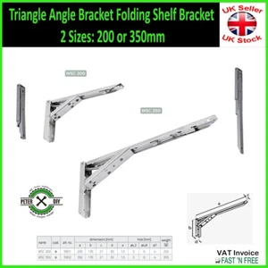 Triangle Angle Bracket Folding Shelf Bracket 2 Sizes: 200 or 350mm - Picture 1 of 3