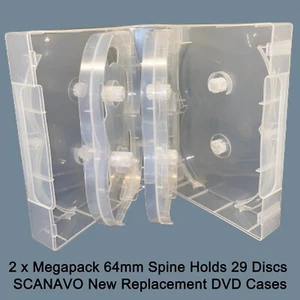 2 x 29 Way Clear Megapack DVD 64mm [29 Discs] New Empty Replacement SCANAVO Case - Picture 1 of 12