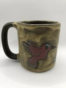 Mara mexikanische Kunstkeramik Becher Vögel und Blume signiert 4,5" hoch - Bild 1 von 6