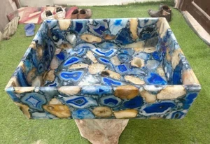"Natural Agate Stone Sink – Wash Basin with Random Agate Gemstones | Luxury" - Picture 1 of 4