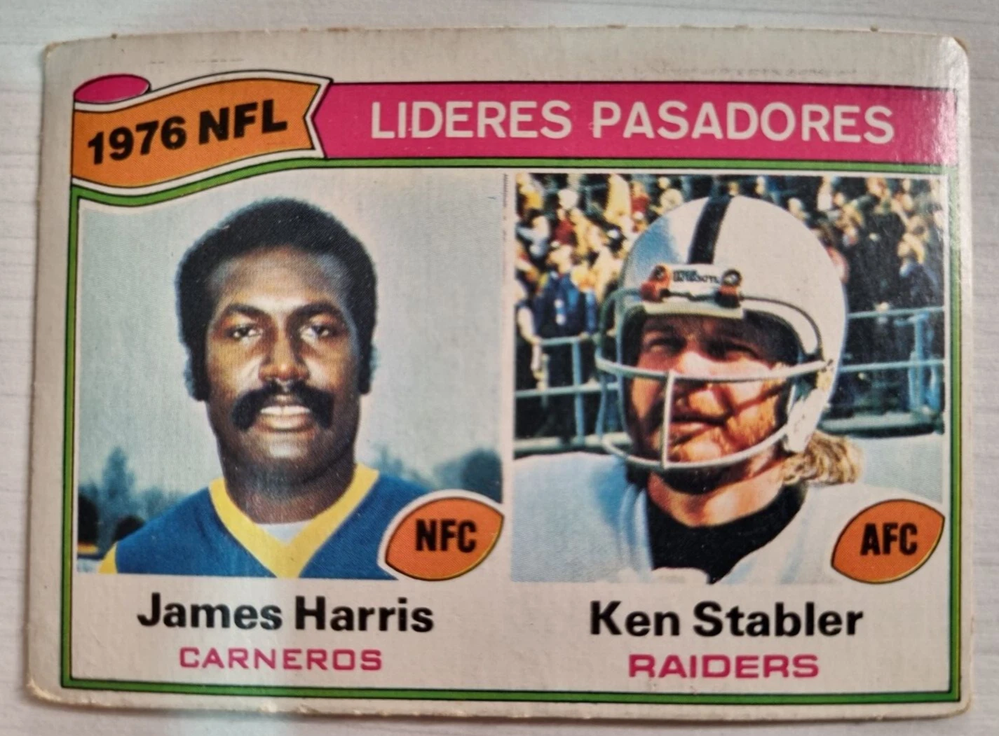 1977 Topps MEXICAN #1 Passing Leaders James Harris & Ken Stabler