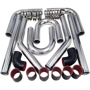 2" Universal Turbo Aluminum Intercooler Piping & Silicone Coupler & Clamp Kit - Picture 1 of 21