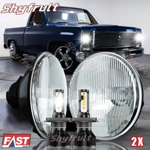 Pair 7" INCH Round LED-Headlights HI/LO Fit Chevy Chevelle 1971 1972 1973 - Picture 1 of 17