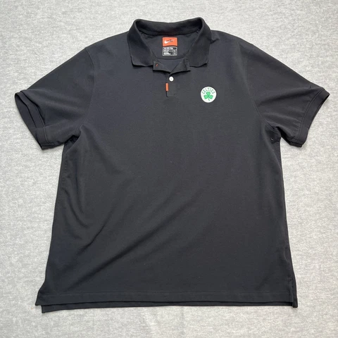Boston Celtics Shirt Mens XL Nike Dri-Fit Polo Black Cotton Pique Breathable NBA Cover