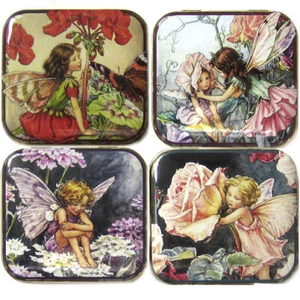 4 BOLSILLO DE HADAS DE FLORES CAJA DE ESTAÑO Cicely Mary Barker Regalo Guillermo Almacenamiento Baratija - Imagen 1 de 2