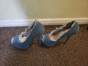 DAMEN HIGH HEEL PARTY ABEND 90er KLOBIGE PLATEAU PEEPTOE SCHUHE GRÖSSE - Bild 1 von 9