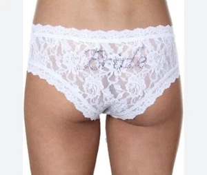 Hanky Panky White Lace Bridal Bride Crystal Cheeky Hipster Panty Underwear Sz S - Picture 1 of 5