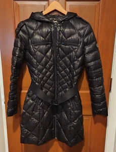 Bernardo Women’s BELTED Puffer Down Jacket/Coat Full Zip Black W/POUCH Size S - Picture 1 of 4