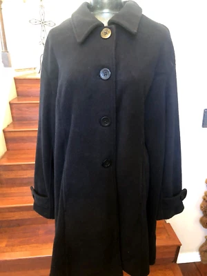 Abrigo largo negro Roaman's‎ cálido polar trabajo informal talla grande 3X nuevo Foto 1 de 4