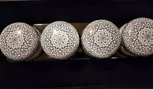 4 Decorative Tin Jars Scented Candles Citronella Set of 4 Paisley design Natural - Picture 1 of 11