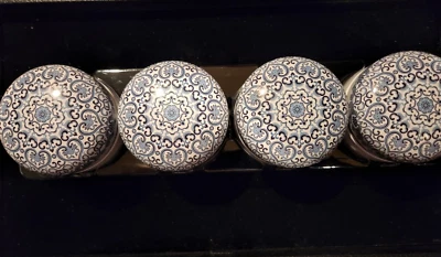 4 Decorative Tin Jars Scented Candles Citronella Set of 4 Paisley design Natural - Image 1 of 4