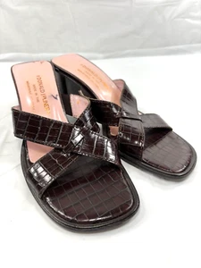 Donald J. Pliner Vone Leather Heel Two Strap Mule Slide Sandal Shoes Size 6 - Picture 1 of 12