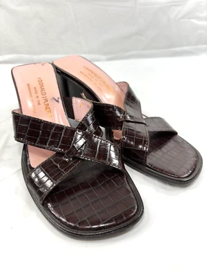 Sandalias Donald J. Pliner Cuero Helado Tacón Dos Correas Mula Deslizables Zapatos Talla 6 Foto 1 de 4