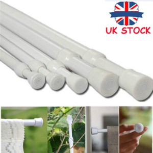 UK Spring Loaded Extendable Telescopic Net Voiles Tension Curtain Rail Pole Rod