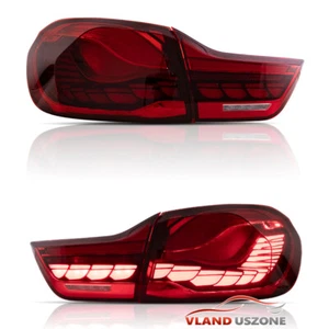 VLAND A Pair Full LED DRL Red Lens Tail Light For 14-20 BMW M4 4Series W/Dynamic - Picture 1 of 13