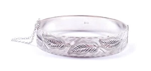 Brazalete Hoja Bracelon Ltd Plata de Ley 925 Damas 1990 Sello - Imagen 1 de 12